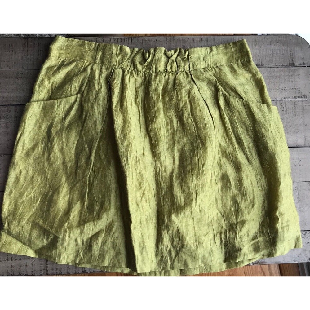 J Crew Short Skirt Lime Linen Lined 2